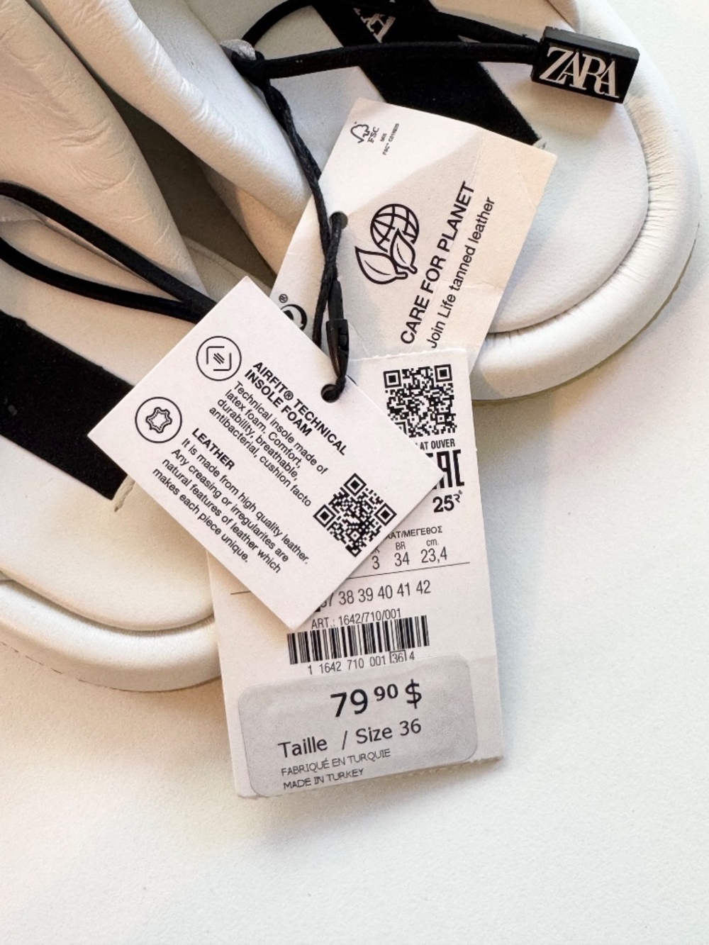 NWT Zara White Genuine Leather Crossover Slide Sandals - Picture 4 of 5